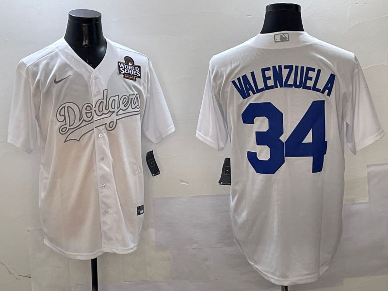 Men Los Angeles Dodgers #34 Valenzuela White Fashion Edition Game 2025 Nike MLB Jersey style 10->new york yankees->MLB Jersey